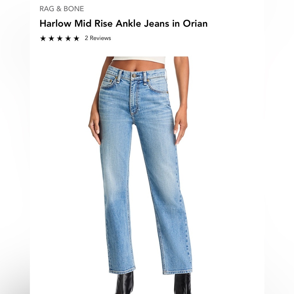 NWT Rag & Bone Harlow Mid Rise Ankle Straight - Orian, size 26